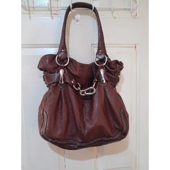 b. makowsky Handbags - Leather Purse B.MAKOWSKY Raisin Brown Belted Clip Shoulder Bag -VERY NICE